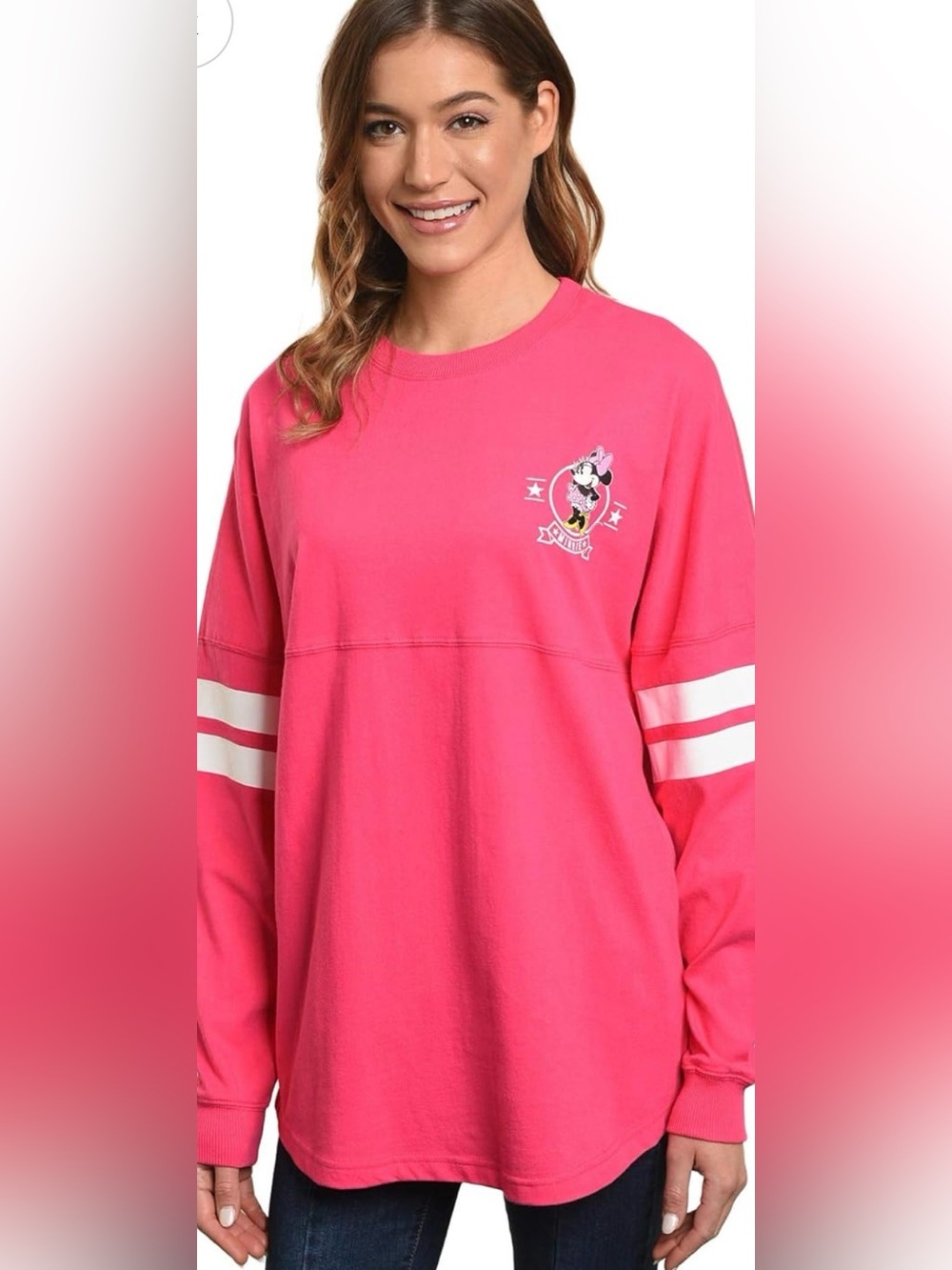 Preowned Disney Pink Minnie Mouse Long Sleeve Pullover Sweatshirt Teen Size . - Picture 9 of 15